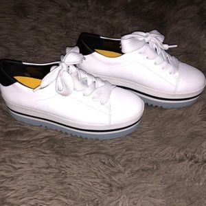 ZARA White stripped platform sneakers